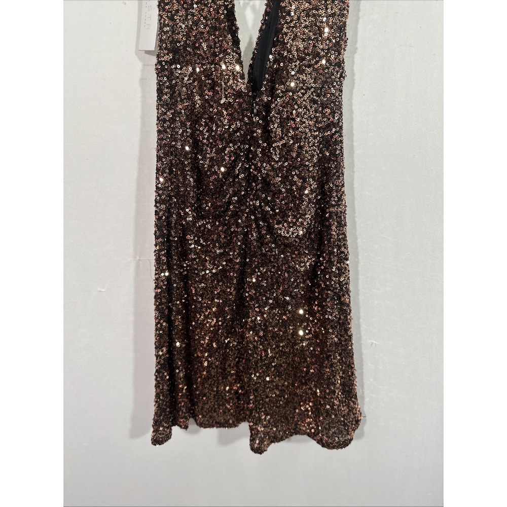 ASTR Bronze Sequin Twist-Front Mini Dress - Picture 14 of 14